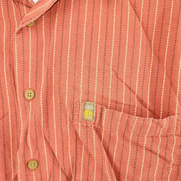 Men's GH Bass Earth Striped 100% Cotton Button Down Shirt Large Rust Colored S/S - Picture 3 of 5